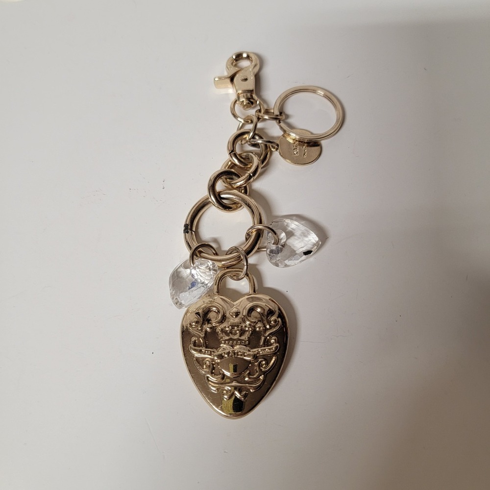 Vtg 90s KATHY VAN ZEELAND Silver Tone Metal Purse Charm ACRYLIC HEARTS Clip Y2K